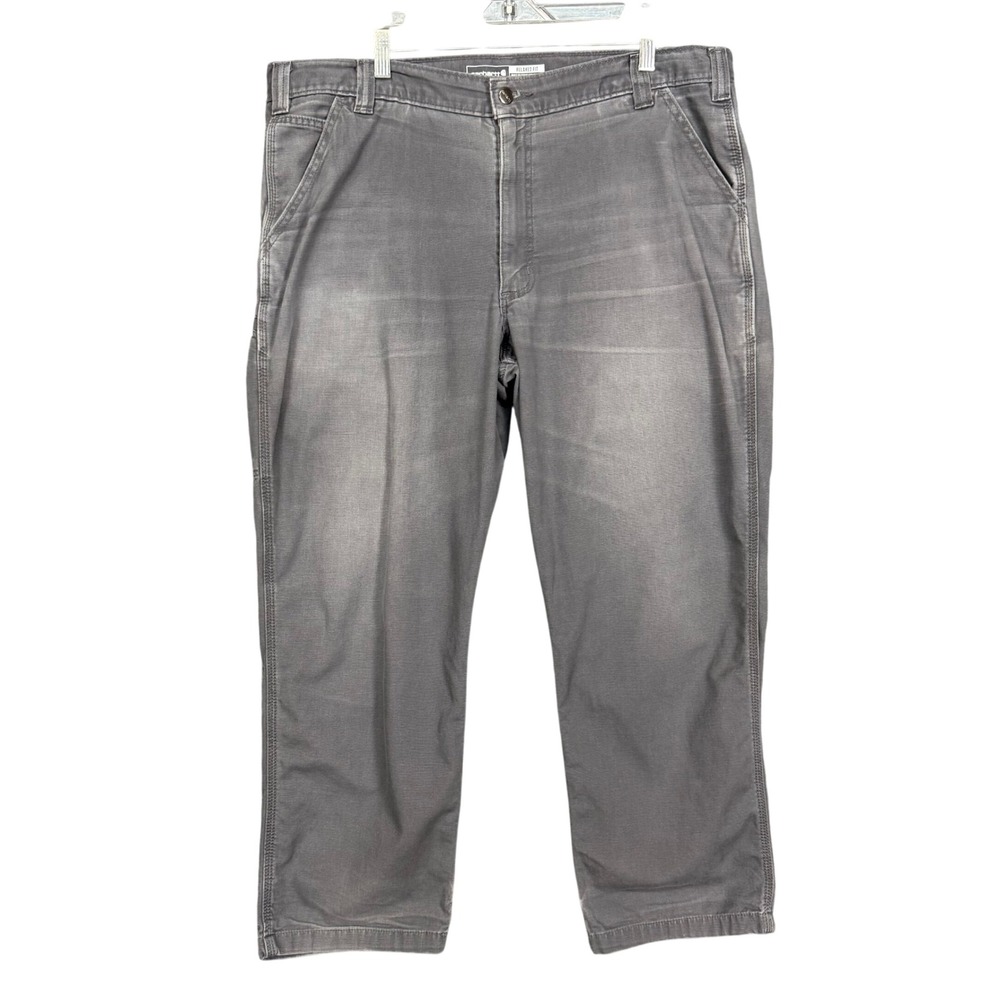 Carhartt Pants Mens 40x30 Grey Canvas Work Rugged Flex Relaxed Fit Cargo Pocket